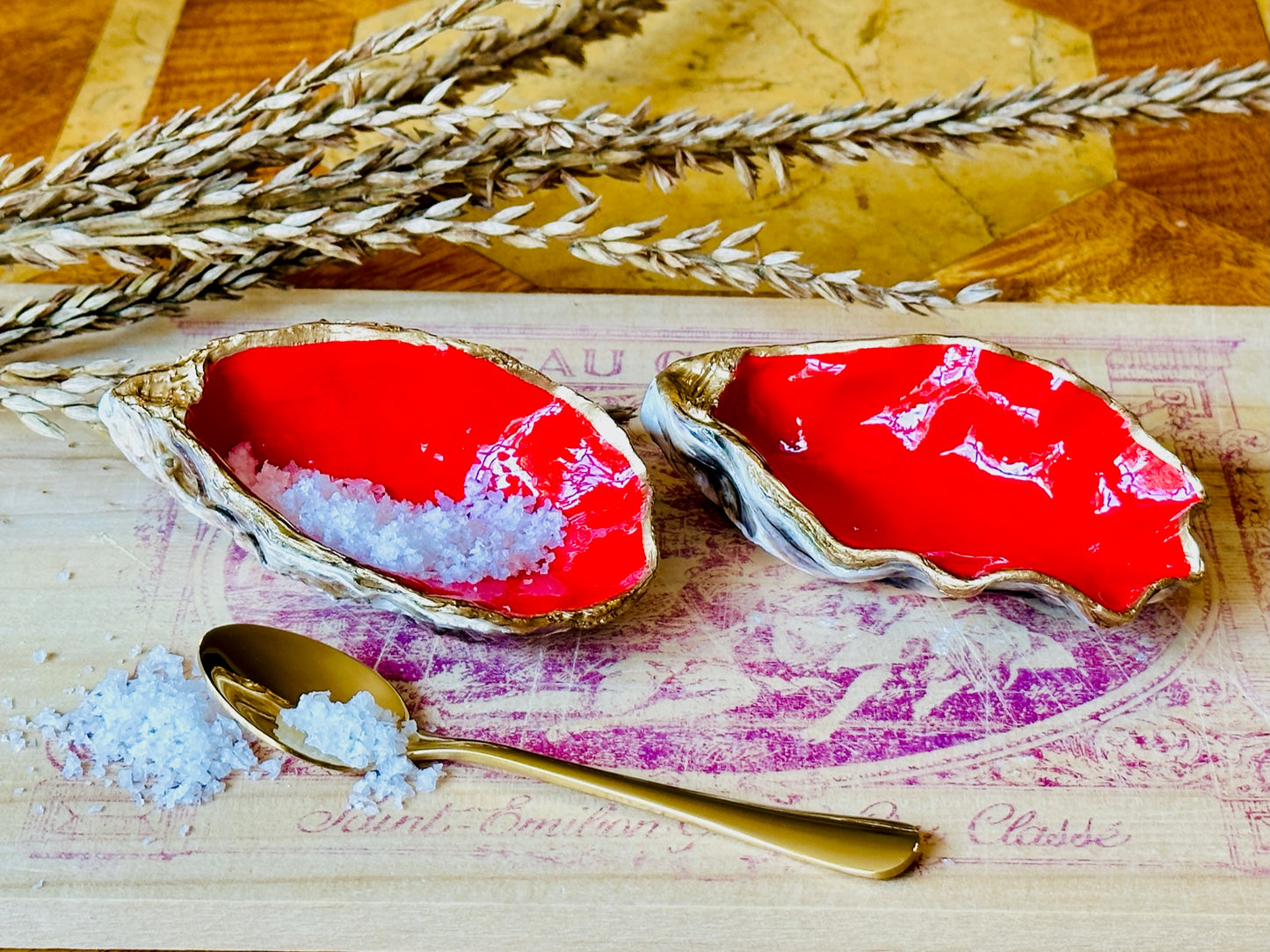 Salt and Pepper Cellars with spoons