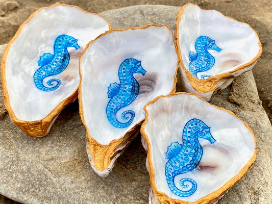 The Little Blue Seahorse Oyster Shell